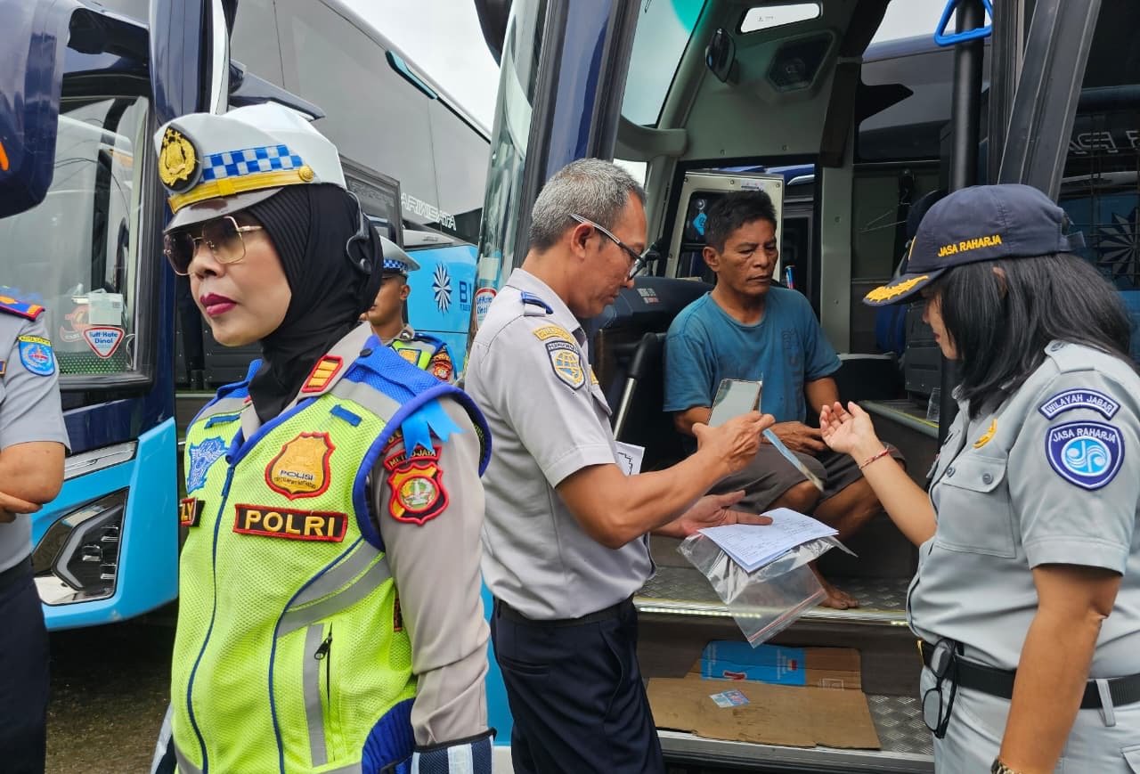 Jasa Raharja Bogor Dukung Operasi Keselamatan Jaya 2026 melalui Ramp Check Angkutan Umum di PO Blue Star Sawangan Depok
