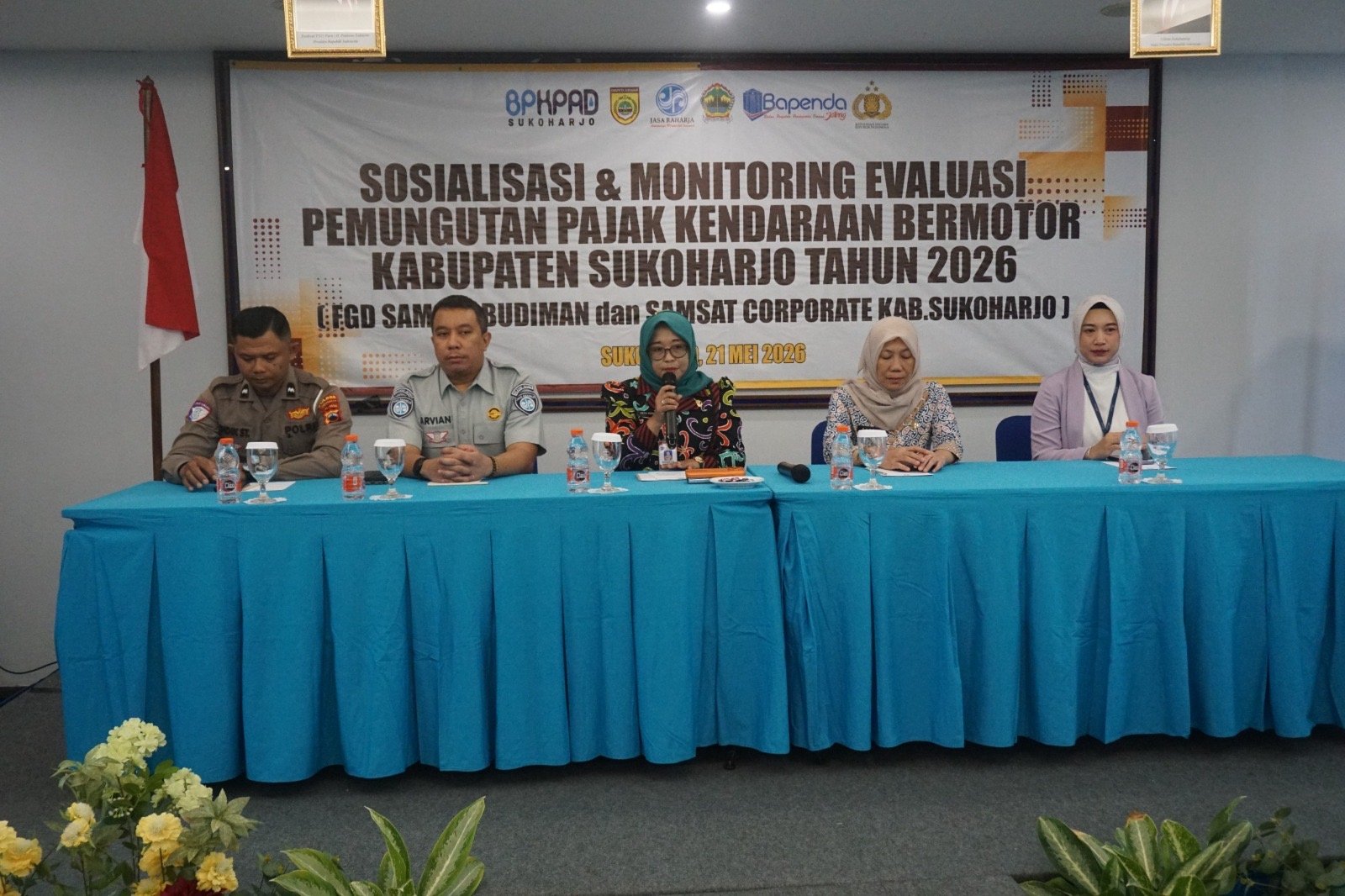 Tim Pembina Samsat Sukoharjo Gelar Sosialisasi dan Monitoring Evaluasi Pemungutan PKB Bersama BUMDes dan Samsat Corporate
