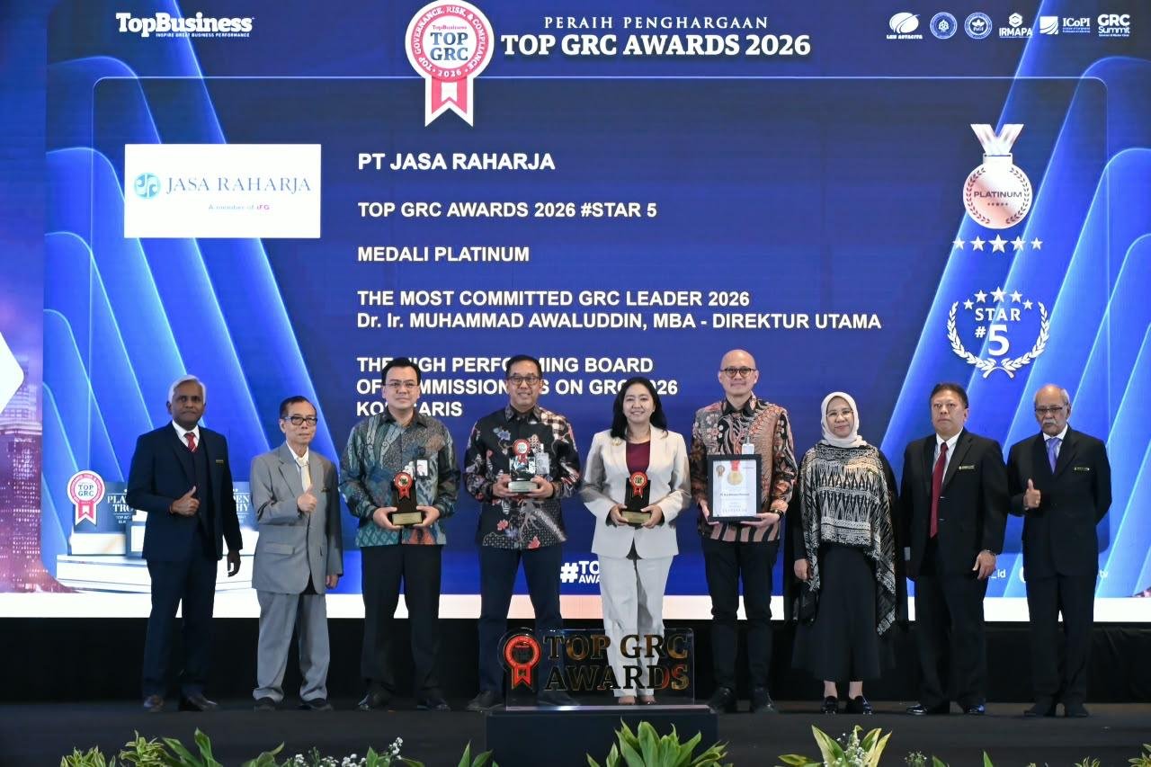 Konsisten Terapkan GRC, Jasa Raharja Raih Empat Penghargaan di Ajang TOP GRC Awards 2026 Konsisten Terapkan GRC, Jasa Raharja Raih Empat Penghargaan di Ajang TOP GRC Awards 2026